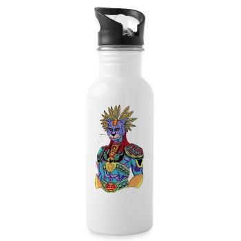 Regenbogenkatzen-Krieger - Trinkflasche mit integriertem Trinkhalm - Weiß - Rechts