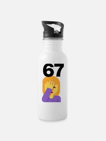 67? FACEPALM, SIX SEVEN TREND. WAS SOLL DAS? 🤔 - Trinkflasche mit integriertem Trinkhalm - Weiß