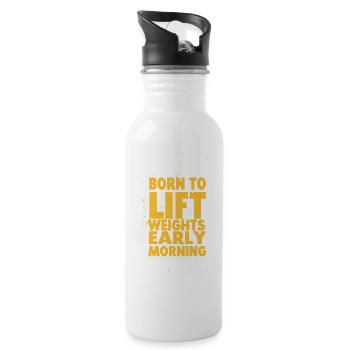 Born to lift weights - Trinkflasche mit integriertem Trinkhalm - Weiß - Rechts