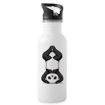 Yoga Panda Headstand - Water bottle with straw - white - Right