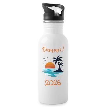 Summer 2026 Sonnenuntergang Strand Urlaub Shirt - Trinkflasche mit integriertem Trinkhalm - Weiß - Rechts