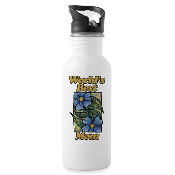 World's Best Mom Floral Vintage - Water bottle with straw - white - Right