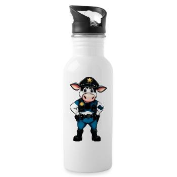 Vache policière - Gourde avec paille intégrée - blanc - Droite