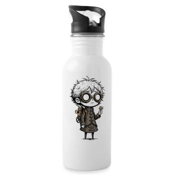 Kid Steampunk Glasses Cogs Manga - Water bottle with straw - white - Right