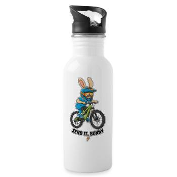 Send It Bunny Mountainbike Rider - Trinkflasche mit integriertem Trinkhalm - Weiß - Rechts