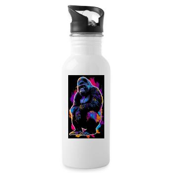 gorilla - Water bottle with straw - white - Right