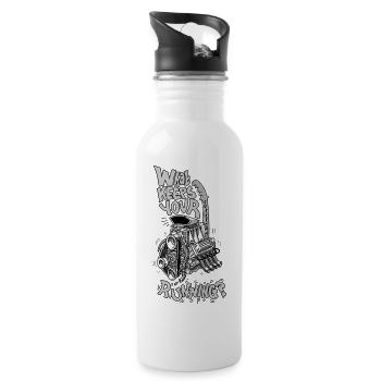 1482_WhatKeepsYourMotorRunning-GRAY - Trinkflasche mit integriertem Trinkhalm - Weiß - Rechts
