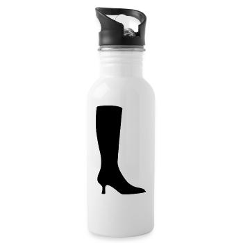 Black Boot Silhouette - Trinkflasche mit integriertem Trinkhalm - Weiß - Rechts