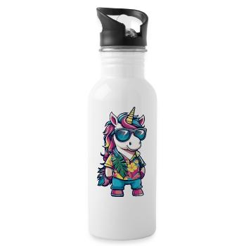 Unicorn Comic Vacation - Water bottle with straw - white - Right