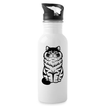 Persian cat - Water bottle with straw - white - Right
