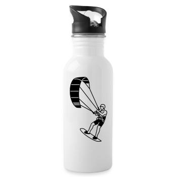 Kite Surfer - Trinkflasche mit integriertem Trinkhalm - Weiß - Rechts