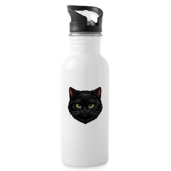 Chat noir Je suis noir et alors - Gourde avec paille intégrée - blanc - Droite