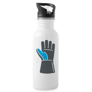 Schweißer Handschuh Werkstatt Logo - Trinkflasche mit integriertem Trinkhalm - Weiß - Rechts