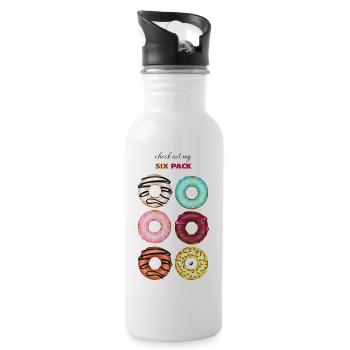 Six glazed donuts illustration with inscription - Water bottle with straw - white - Right