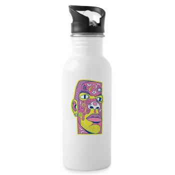 Black male portrait #1 - Trinkflasche mit integriertem Trinkhalm - Weiß - Rechts
