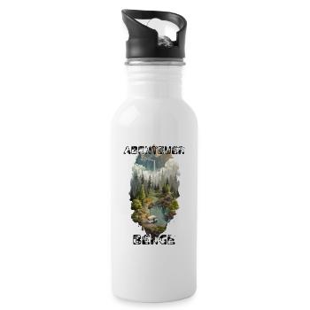 Outdoor Abenteuer – Berge, Wald & Camper - Trinkflasche mit integriertem Trinkhalm - Weiß - Rechts