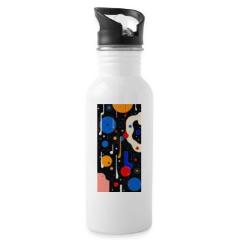Lebendiges, abstraktes, geometrisches Design  - Trinkflasche mit integriertem Trinkhalm - Weiß - Rechts