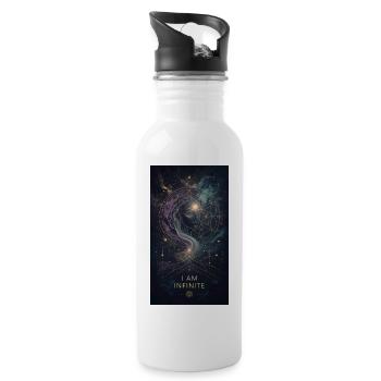 Ich Bin Unendlich: Kosmisches Mandala - Trinkflasche mit integriertem Trinkhalm - Weiß - Rechts
