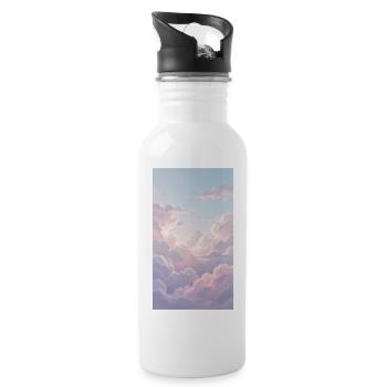 Background clouds Pink - Trinkflasche mit integriertem Trinkhalm - Weiß - Rechts
