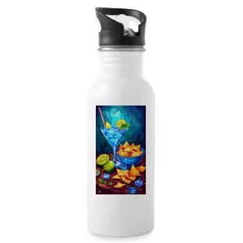 Blue cocktails and summer nachos - Water bottle with straw - white - Right