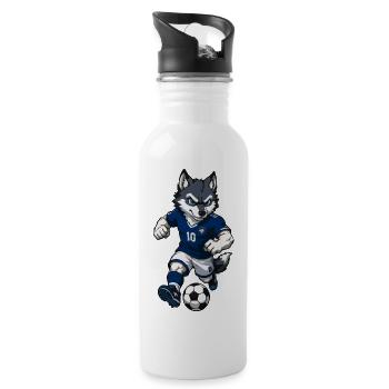 Attaquant des Blue Wolf en maillot - Gourde avec paille intégrée - blanc - Droite