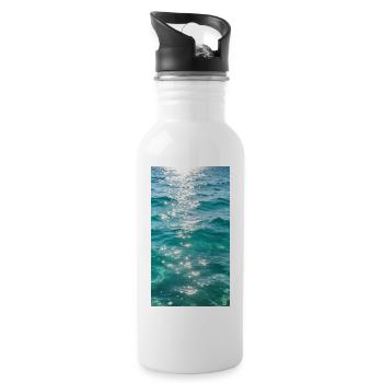 Wellen, Sonnenlicht, Reflexion, Ästhetik  - Trinkflasche mit integriertem Trinkhalm - Weiß - Rechts