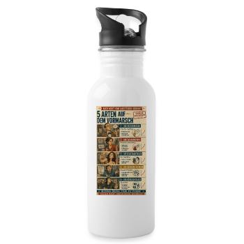 5 Arten auf dem Vormarsch - Trinkflasche mit integriertem Trinkhalm - Weiß - Rechts