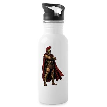 Chevalier spartiate à la veste rouge - Gourde avec paille intégrée - blanc - Droite