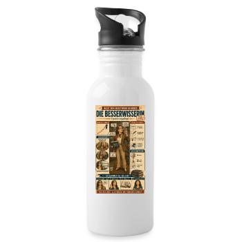 Die Besserwisserin – ungefragt kompetent - Trinkflasche mit integriertem Trinkhalm - Weiß - Rechts