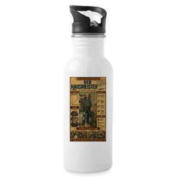 Der Hausmeister – einer hält alles am Laufen - Trinkflasche mit integriertem Trinkhalm - Weiß - Rechts