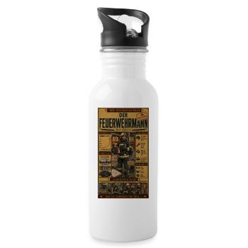 Der Feuerwehrmann – bereit, wenn andere rauswollen - Trinkflasche mit integriertem Trinkhalm - Weiß - Rechts