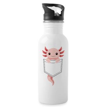 Mignon Axolotl qui sort de sa poche - Gourde avec paille intégrée - blanc - Droite