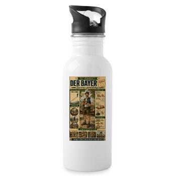 Der Bayer – Fest verwurzelt, Brezel und Bier - Trinkflasche mit integriertem Trinkhalm - Weiß - Rechts