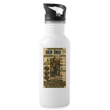 Der Öko – Nachhaltig mit Humor - Trinkflasche mit integriertem Trinkhalm - Weiß - Rechts