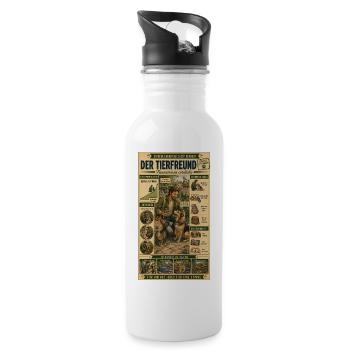 Der Tierfreund – Ein Herz für jedes Tier - Trinkflasche mit integriertem Trinkhalm - Weiß - Rechts