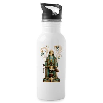 Art Deco Steampunk-Kaffeemaschine - Trinkflasche mit integriertem Trinkhalm - Weiß - Rechts
