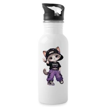 Katzentänzerin Streetwear Lila - Trinkflasche mit integriertem Trinkhalm - Weiß - Rechts