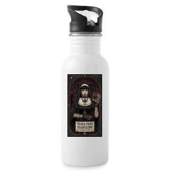 Never Pray, Always Sins Gothic Nun - Water bottle with straw - white - Right