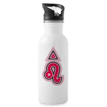 Zodiac Tribal Leo and Fire - Water bottle with straw - white - Right