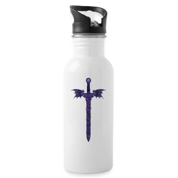 Rose Sword with Wings - Water bottle with straw - white - Right