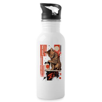 Ready to Fall – Cheeky Bengal Cat - Water bottle with straw - white - Right