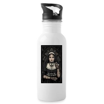 Gothic Nun Tattoo Collection - Water bottle with straw - white - Right