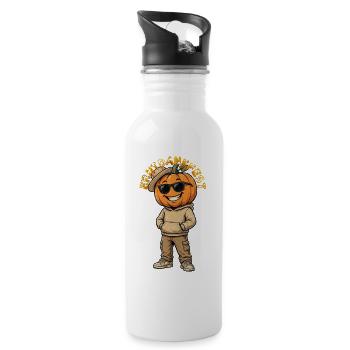 Thanksgiving Cool, Casual Pumpkin in Street Style - Water bottle with straw - white - Right