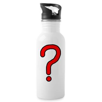 Fragezeichen Design - Trinkflasche mit integriertem Trinkhalm - Weiß - Rechts