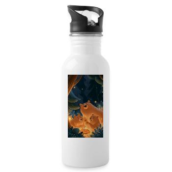 Lagerfeuer Bärenfreundschaft - Trinkflasche mit integriertem Trinkhalm - Weiß - Rechts