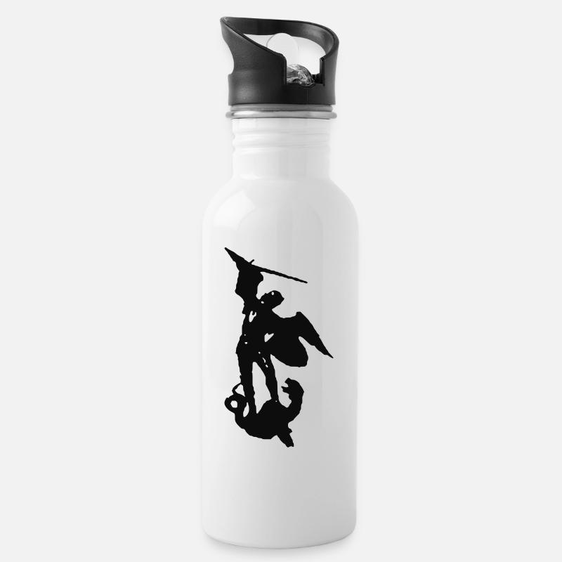 Sancte Michael - Trinkflasche mit integriertem Trinkhalm - Weiß