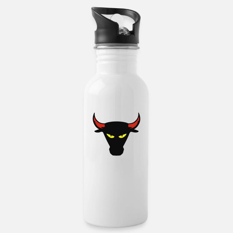 Stierkampf - Trinkflasche mit integriertem Trinkhalm - Weiß