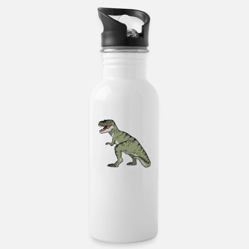 Cadeau de dinosaure T rex pour enfants - Gourde avec paille intégrée - blanc