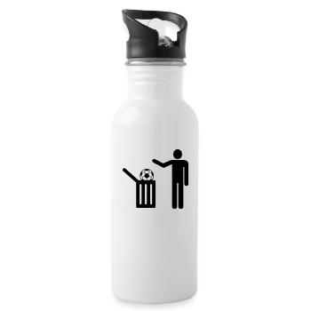 Football = trash - Water bottle with straw - white - Right