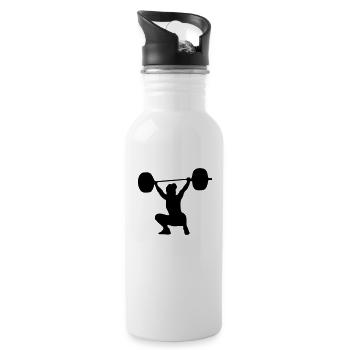 Weightlifter, weightlifting woman - Gourde avec paille intégrée - blanc - Droite